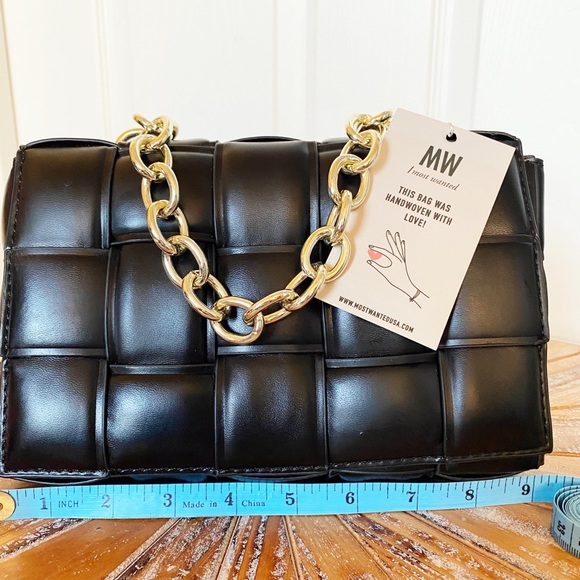 NWT Most Wanted Weaved Faux Leather Handbag - Picture 9 of 13